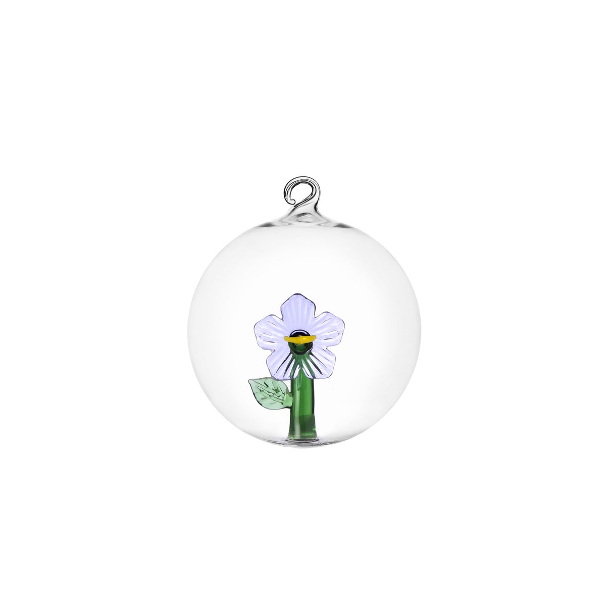 ICHENDORF Botanica Christmas Edition Pallina di Natale Fiore Lilla 8cm Vetro Borosilicato