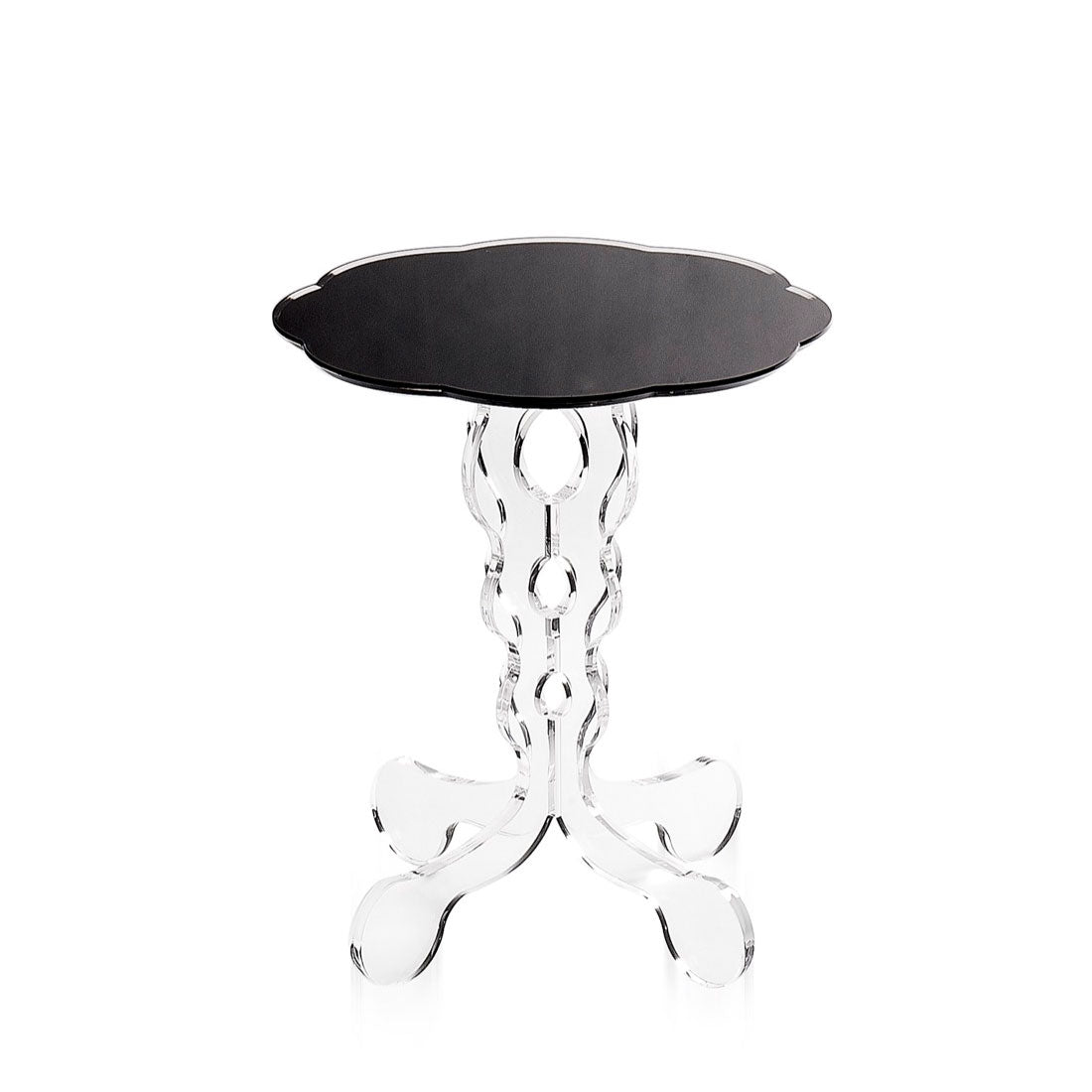 iPLEX Arabesco Tavolino da Caffè in PMMA 36x43cm Trasparente Piano Nero Made in Italy