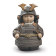 Statuina Samurai Toy Lladrò in gres nero con smalti decorativi 17x12 cm