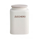 BRANDANI Sugar Jar Container 15cm Porcelain with Bamboo Cap