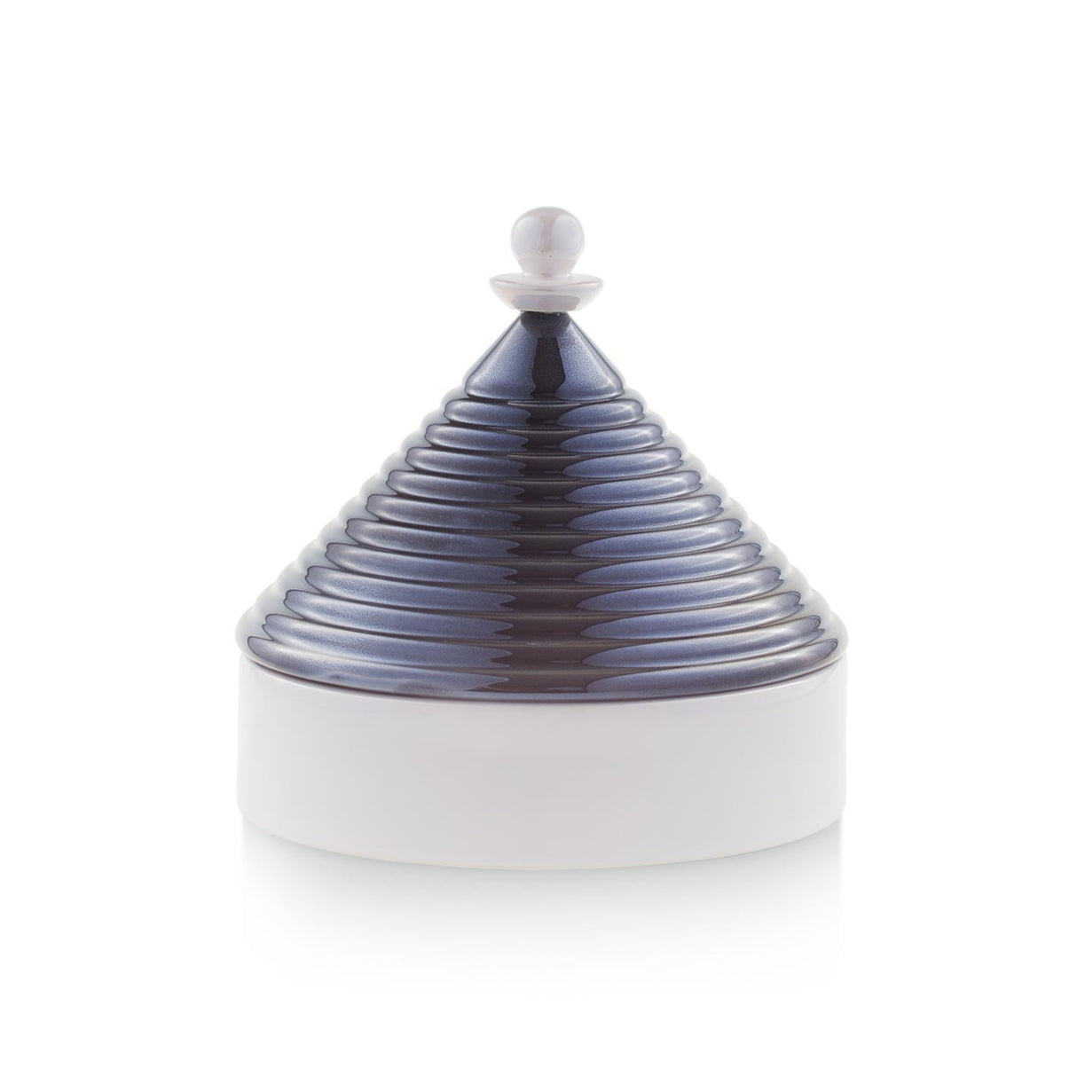 EMÒ ITALIA Scatola Portaoggetti con Coperchio Trullo Pugliese Nero Bianco Ceramica 12 cm