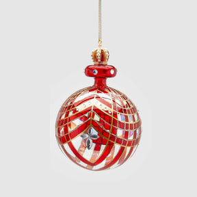 Sfera di Natale EDG in vetro decorazione rosso e oro 13 cm