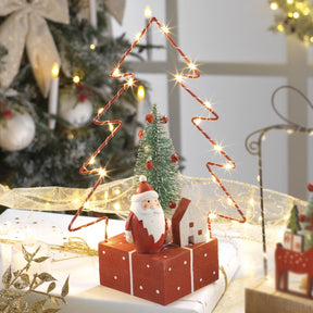 Babbo Natale con abete LED Mascagni Casa in resina e ferro 26x17 cm