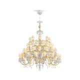LLADRO' Chandelier Belle De Nuit 56 Luci Lustro Oro 175x110cm Porcellana