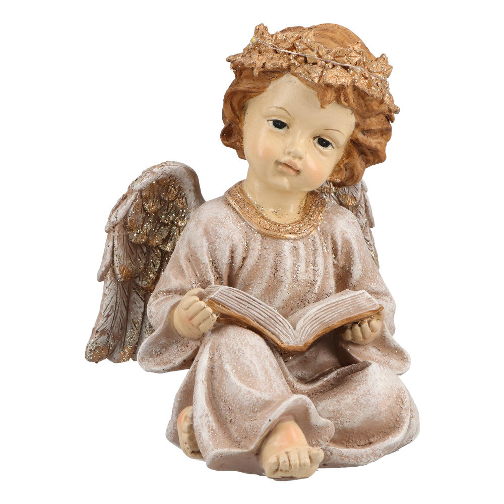 TIMSTOR - Putto Angel with Book LED Christmas Decoration 17cm Resin
