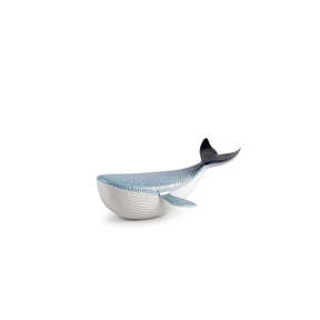 Scultura balena Lladrò in porcellana opaca e lucida 11x27 cm