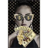 PALAIS ROYAL Quadro in Vetro Temperato con Cristalli Money 90x60cm