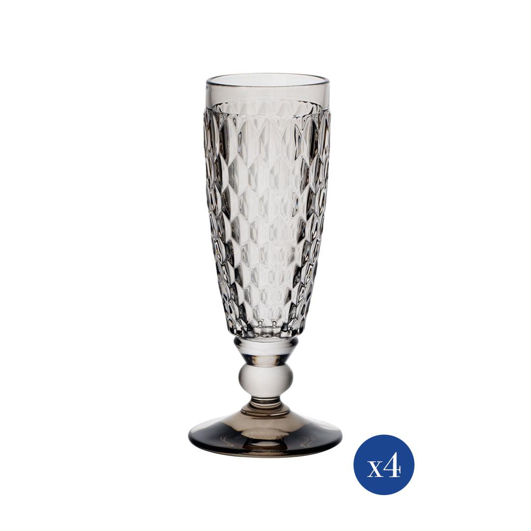 VILLEROY &amp; BOCH - Boston Colored Set 4 Pieces Gray Sparkling Flute 7cm