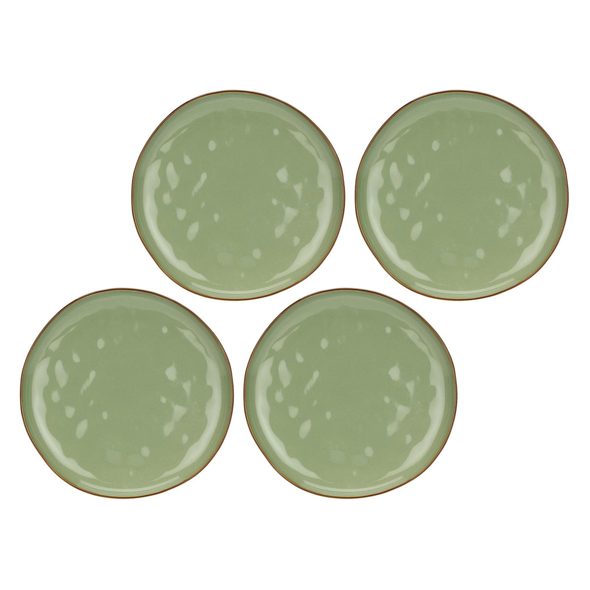 ROSE & TULIPANI Concerto Piatto Piano 27cm Verde Oliva Set 4 Pezzi Stoneware