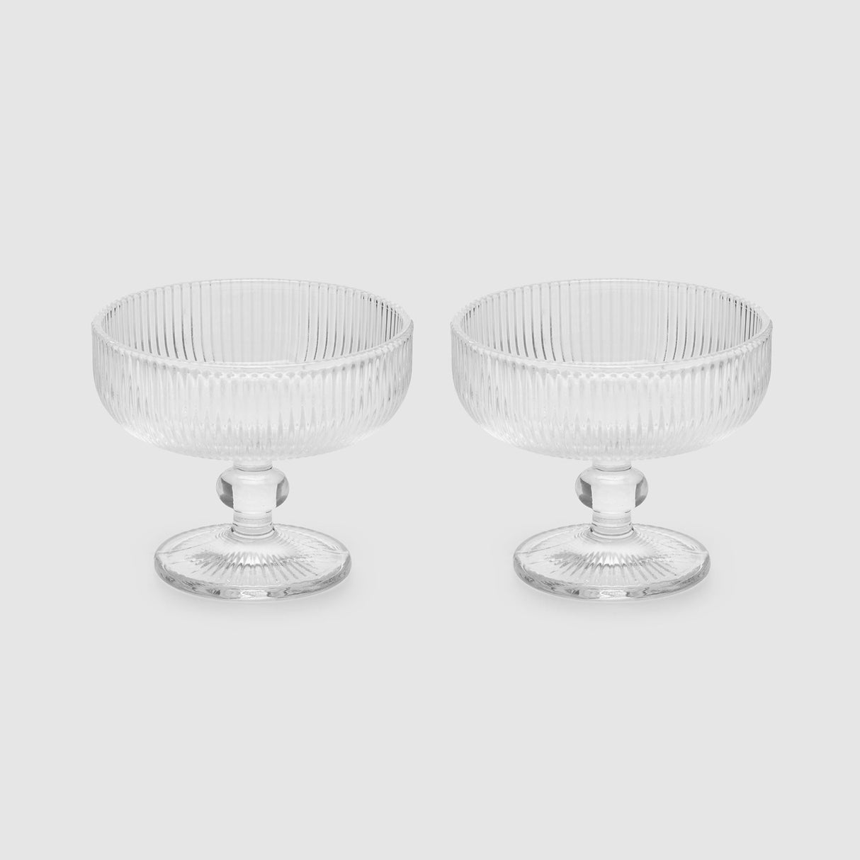 EDG Enzo De Gasperi Ciotola Coppa Righe Set 2 Pezzi 10x12cm Trasparente Vetro