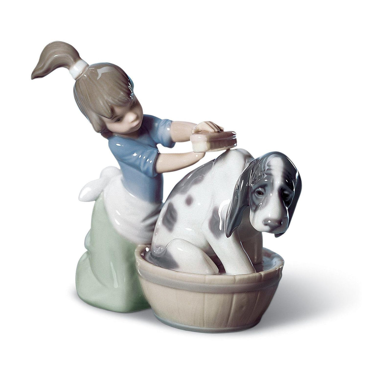 LLADRO' Figurina Il Bagno Del Cane 12x14cm Porcellana