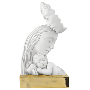 Scultura Famiglia Bongelli Preziosi in marmorino con base nocciola 21 cm