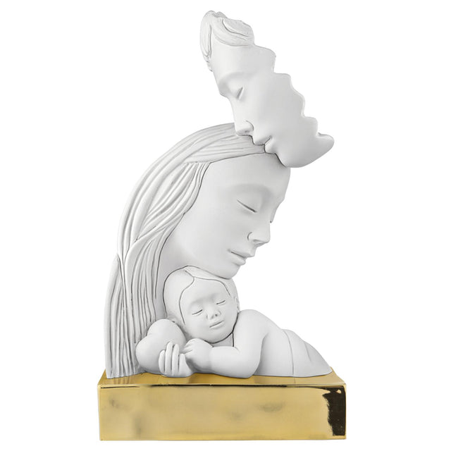 Scultura Famiglia Bongelli Preziosi in marmorino con base nocciola 21 cm