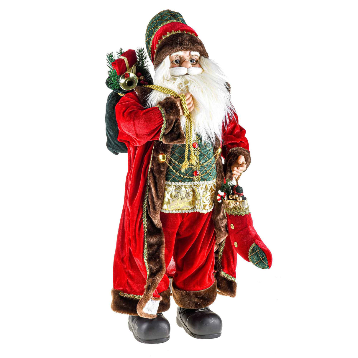 BIANCHI DINO Babbo Natale in Tessuto 60cm Decorazione Natalizia Natale