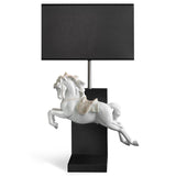 LLADRO' Lampada da Tavolo Cavallo in Pirouette 53x30cm Porcellana