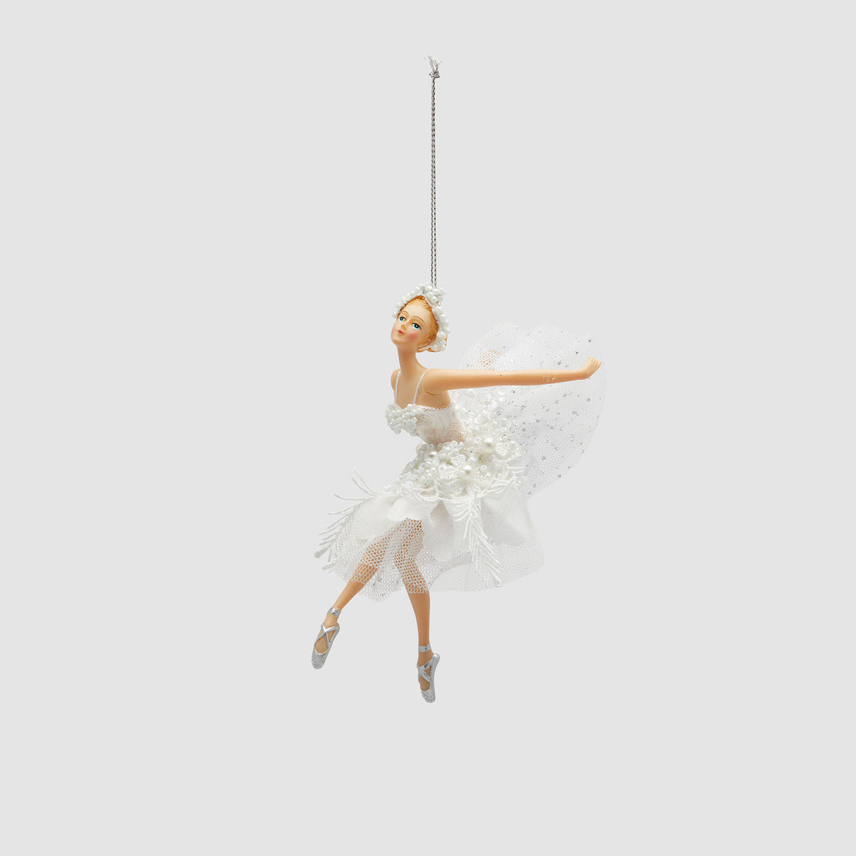EDG Enzo De Gasperi Addobbo Decorazione di Natale Ballerina 18cm Bianco