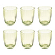 Set 6 bicchieri acqua Rose & Tulipani in pasta di vetro verde zigrinata