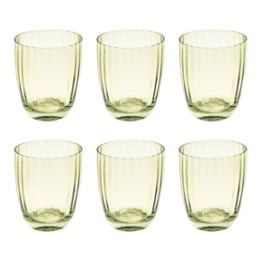 Set 6 bicchieri acqua Rose & Tulipani in pasta di vetro verde zigrinata