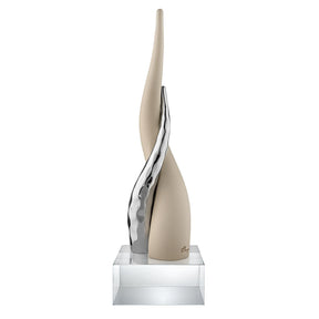 Corno intrecciato Bongelli Preziosi in marmorino bianco e oro 20 cm