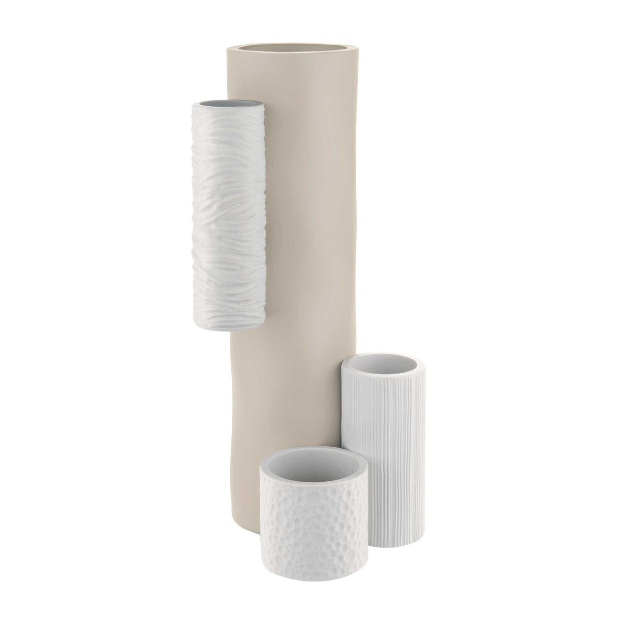 BONGELLI PREZIOSI Modular Vase in Hazelnut White Marmorino 34cm