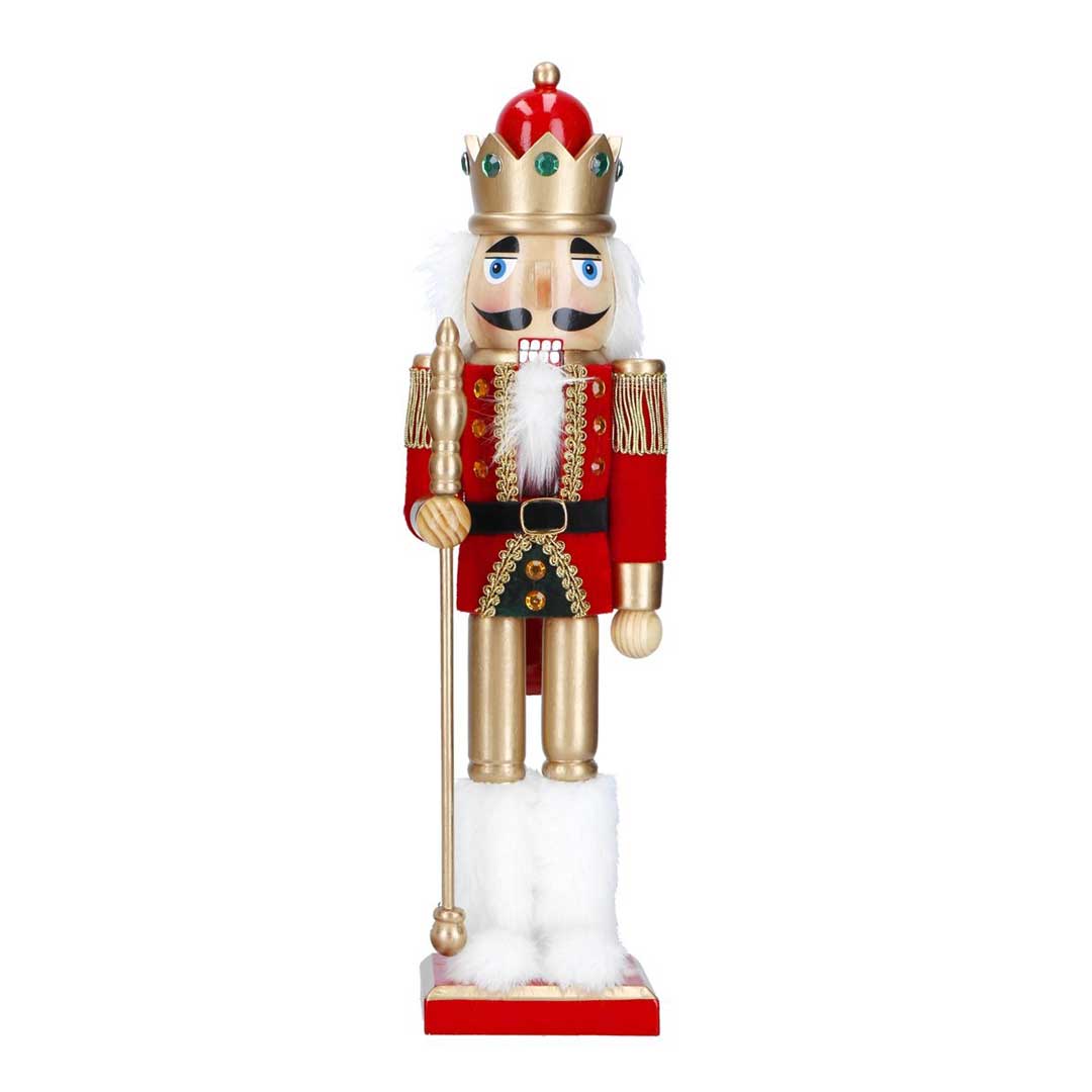 TIMSTOR Soldatino Schiaccianoci di Natale con Scettro 38cm in Legno