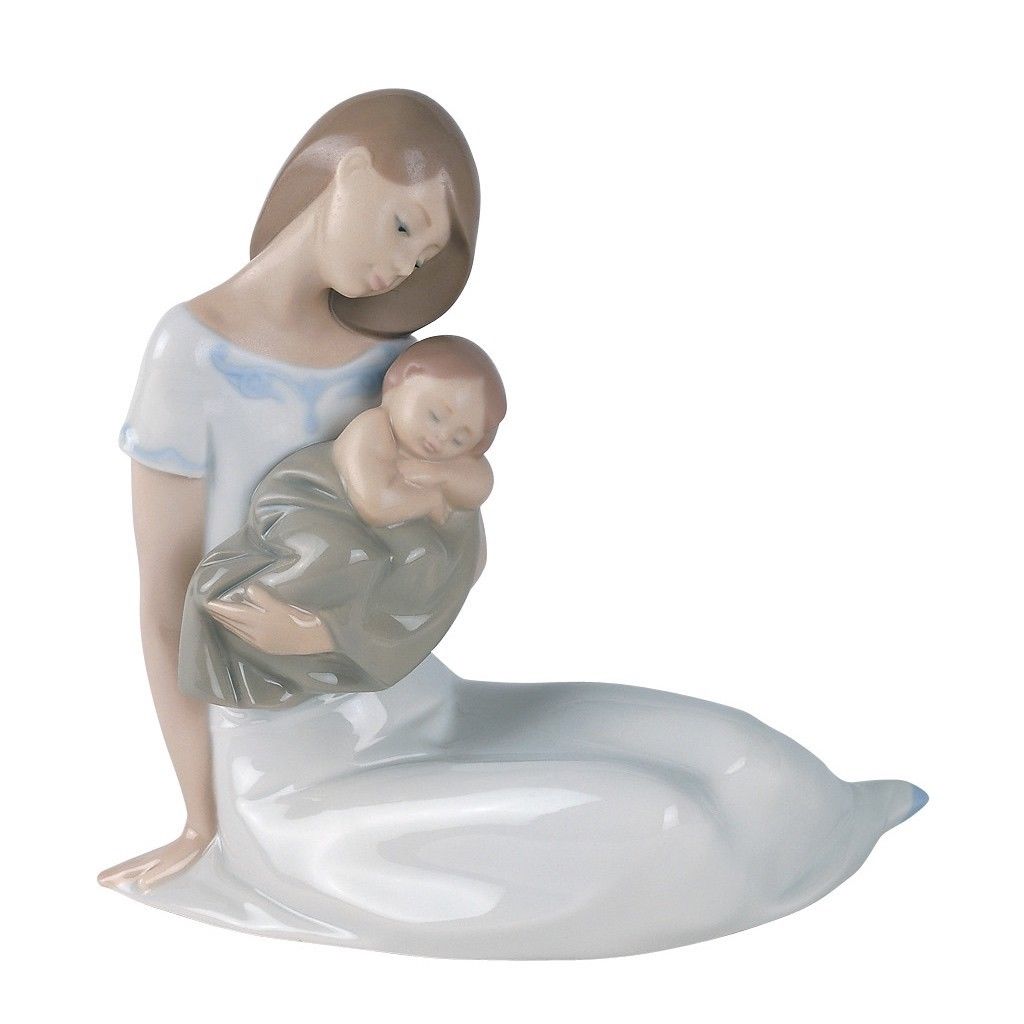NAO Figura Statua Madre Bambino &quot;Luce dei miei Giorni&quot; 16x18cm Porcellana