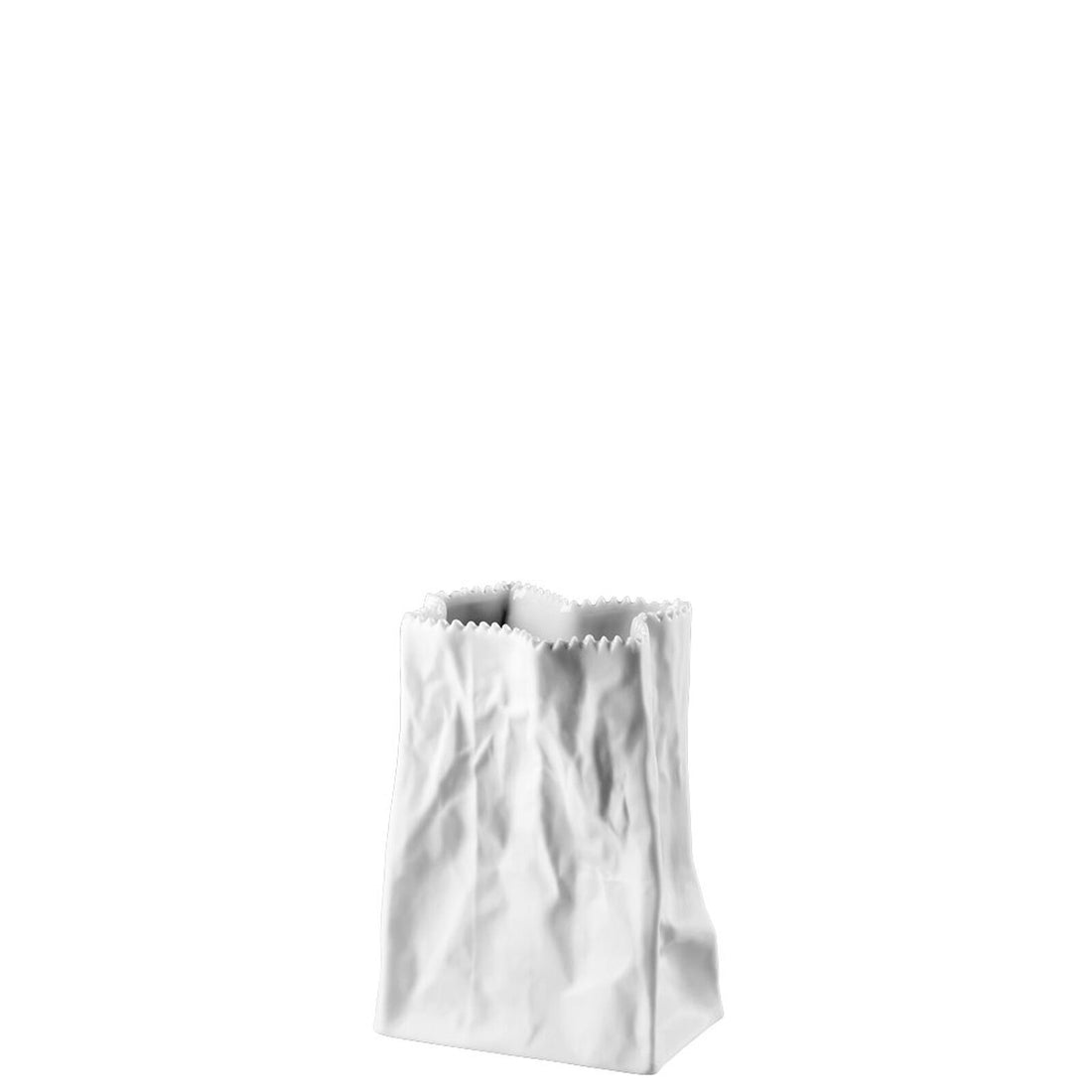 ROSENTHAL &quot;Do Not Litter&quot; Vaso Sacchetto Rettangolare Bianco 14cm Porcellana