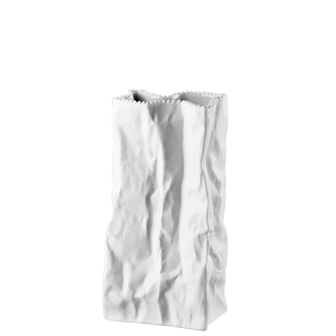 ROSENTHAL &quot;Do Not Litter&quot; Vaso Sacchetto Rettangolare Bianco 22cm Porcellana
