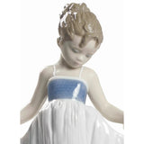 LLADRO' "Look at my dress" Figure Statue of Girl with Blue Dress Porcelain H20cm