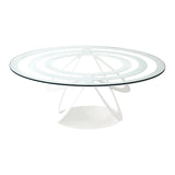 ARTI & MESTIERI Tavolino In Ferro E Vetro Optical Ovale Bianco