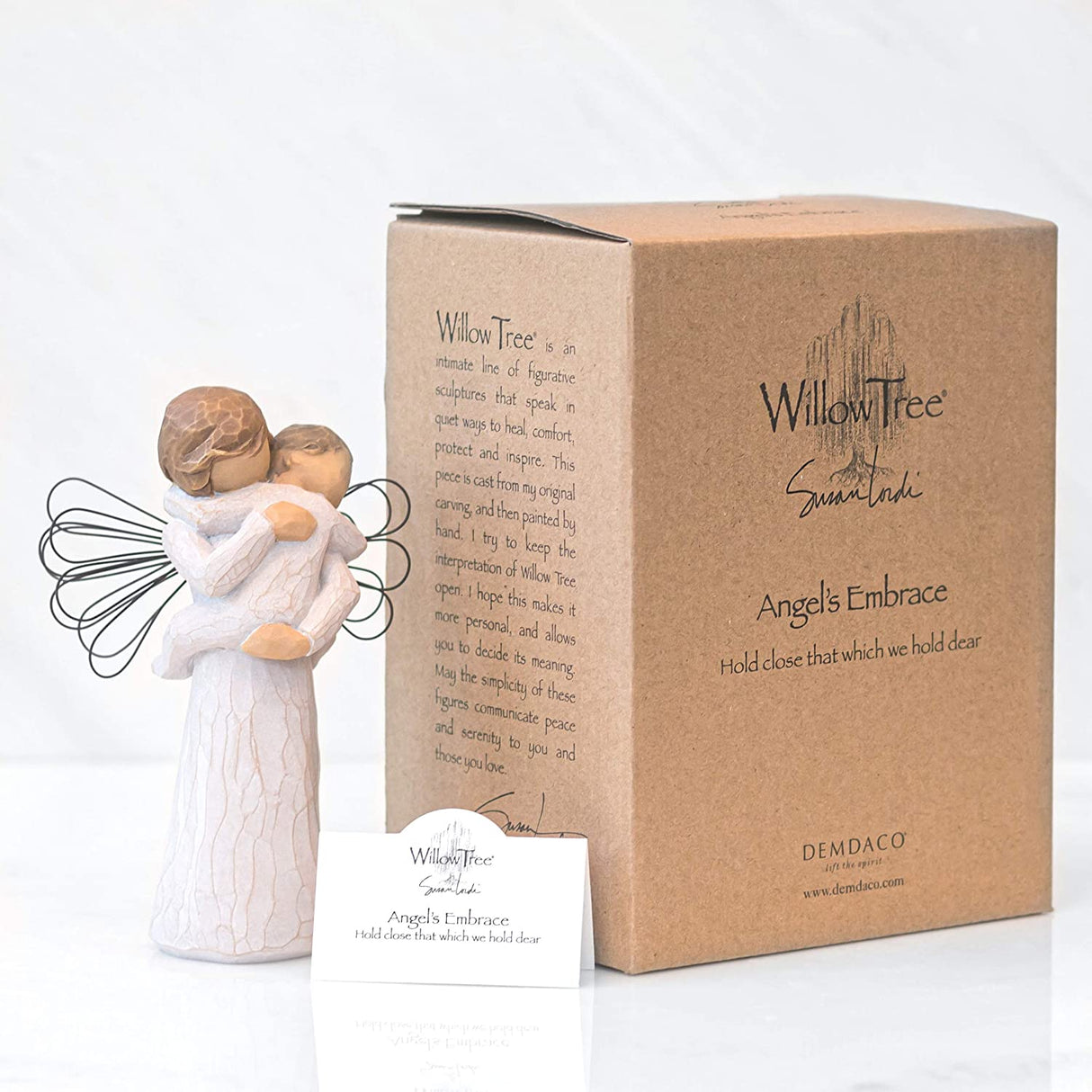 WILLOW TREE Figurina Statuina Angelo dell'Abbraccio Design di Susan Lordi 14cm Resina