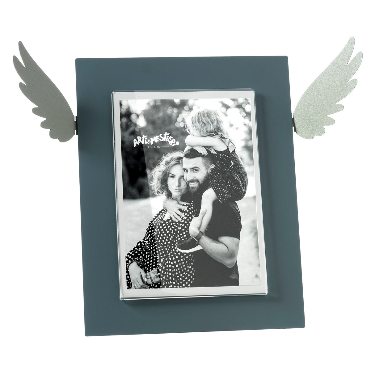 ARTI & MESTIERI Portafoto di Design Icaro Grande Petrolio Bianco Marmo 33,3x25cm