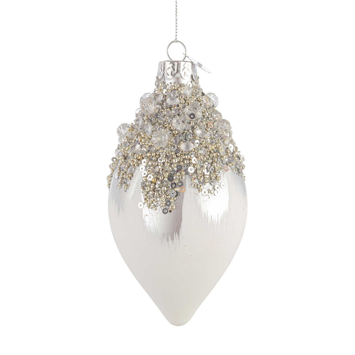 BIZZOTTO Fuso Addobbo di Natale Gleeful Bianco 13cm Vetro