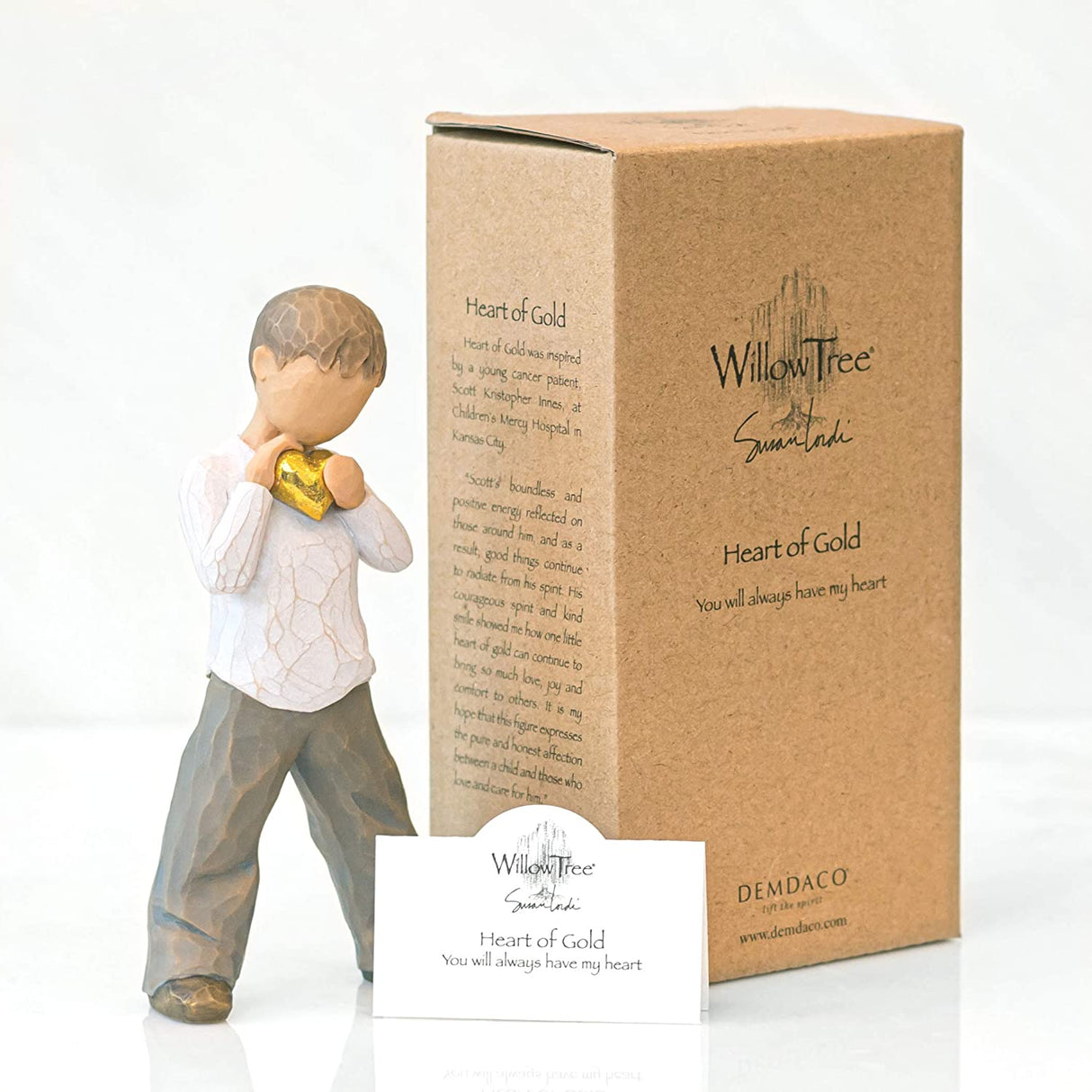 WILLOW TREE Figurina Cuore d'oro Design di Susan Lordi 14cm Resina