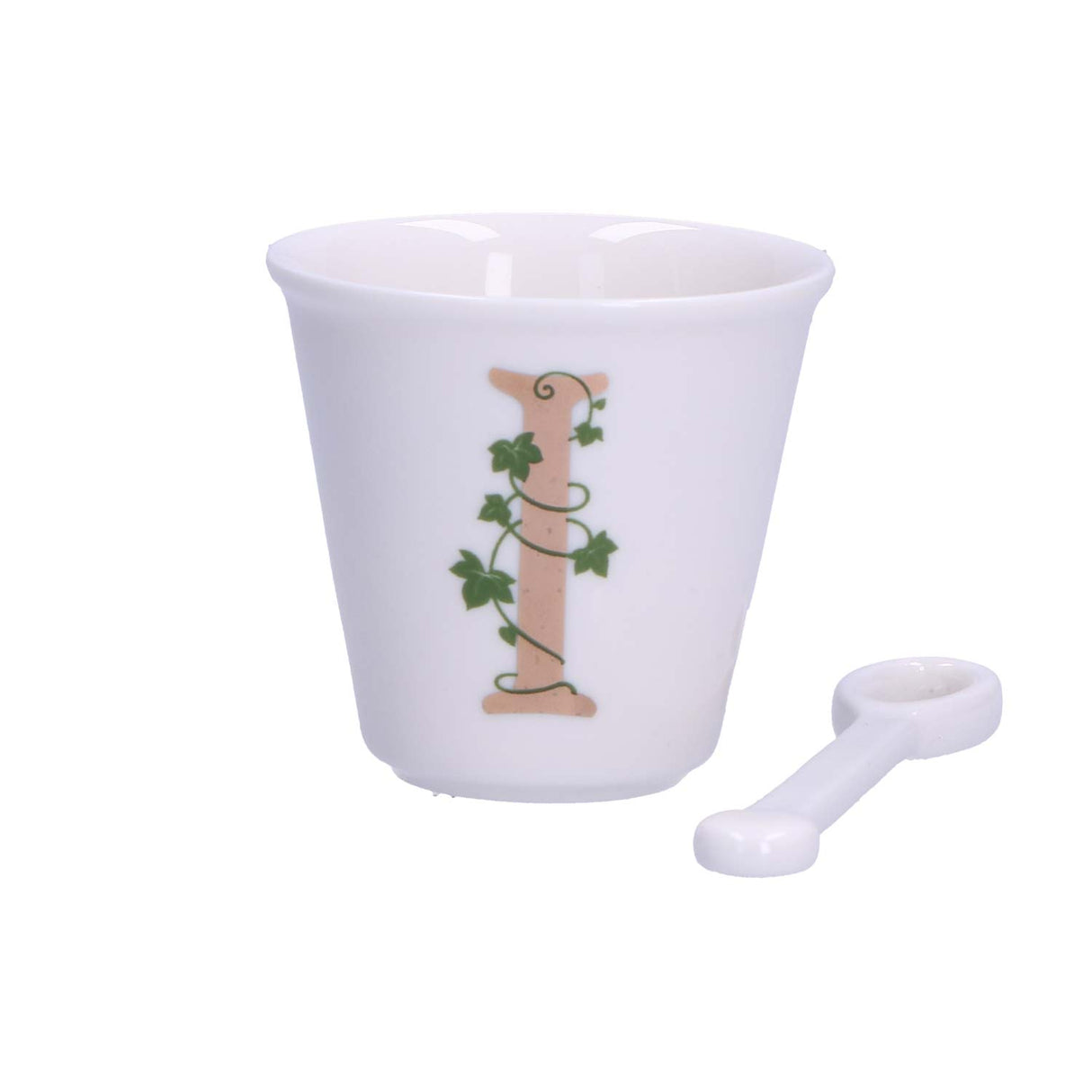 LA PORCELLANA BIANCA Unico Bicchierino "I" con Cucchiaino 75ml Porcellana