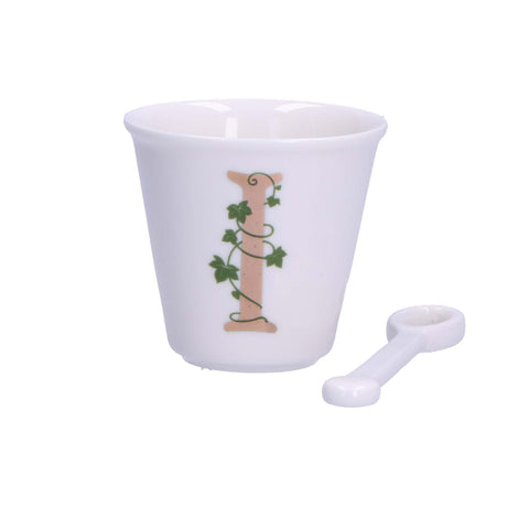 LA PORCELLANA BIANCA Unico Bicchierino "I" con Cucchiaino 75ml Porcellana
