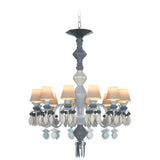 LLADRO' Chandelier Belle De Nuit 12 Luci Nero 100x65cm Porcellana