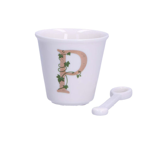 LA PORCELLANA BIANCA - Unico Bicchierino "P" con Cucchiaino 75cc