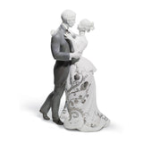 LLADRO' Figurina Coppia Il Valzer Dei Fidanzati Lustro Argento 30x21cm Porcellana