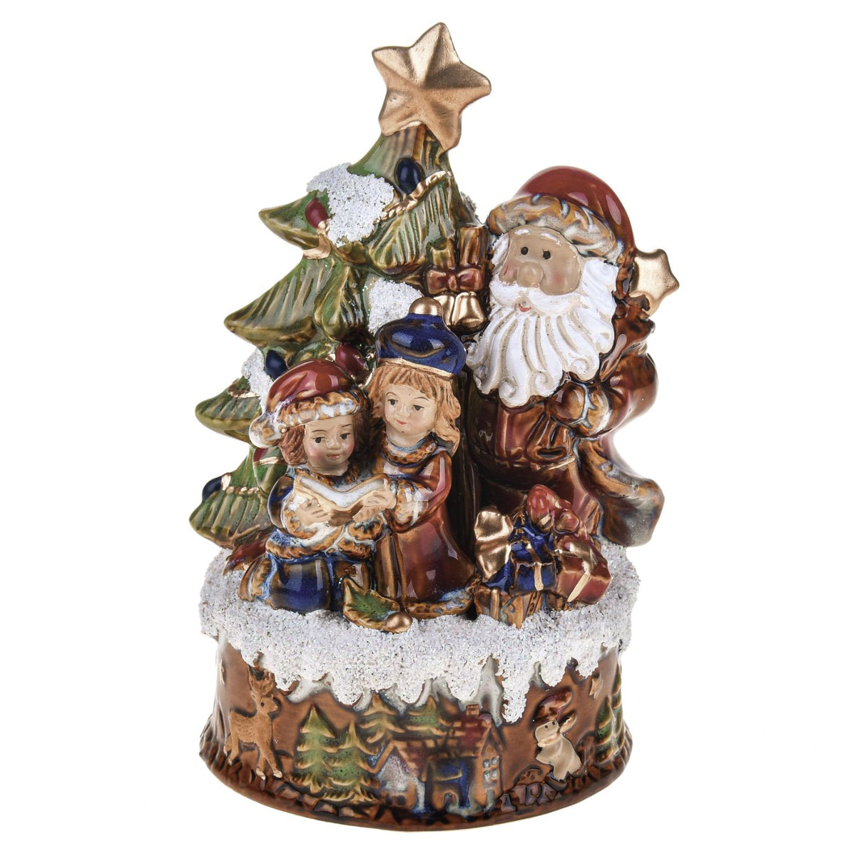 Carillon Babbo Natale Bianchi Dino in porcellana decorata 34 cm