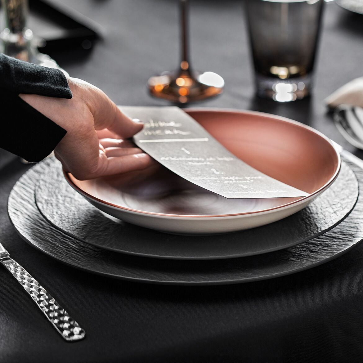 VILLEROY & BOCH Manufacture Rock Nero Set 6 Pezzi Piatto Pizza 32cm Porcellana