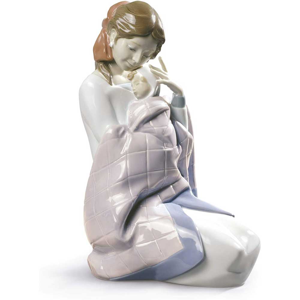 NAO Figura Statua in Porcellana La Mia Piccola 22x11cm Madre con Bambino