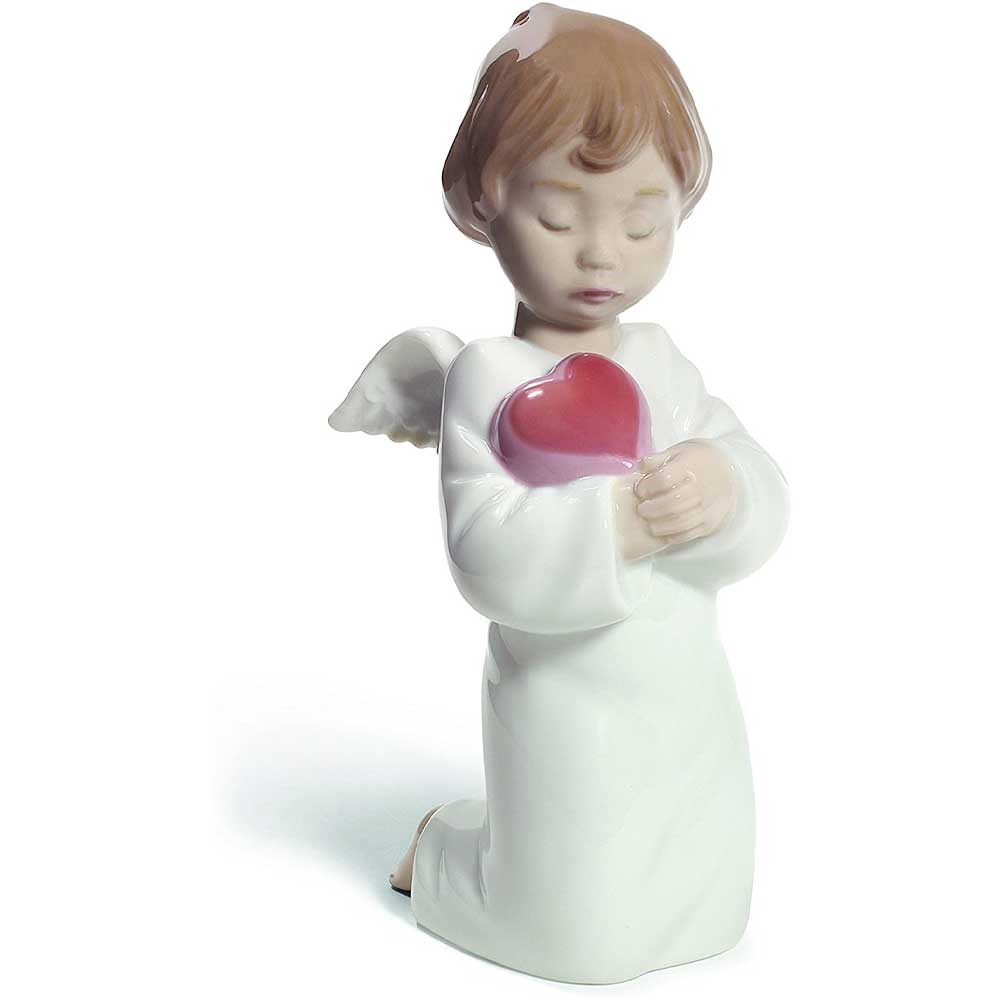 NAO Figura Statuina in Porcellana Amore Angelicale 16cm Angelo con Cuore