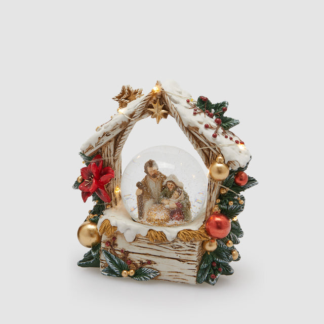 Palla di neve Natività EDG con luci LED decorazione natalizia 15x14 cm