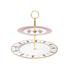 Alzata tortiera Nutcracker Easy Life in porcellana a due piani 19 e 27 cm