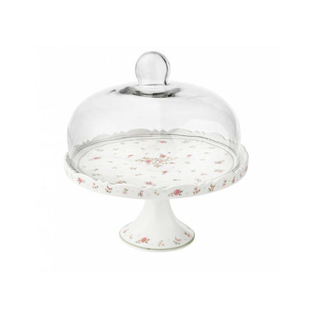 BRANDANI Alzata Nonna Rosa in Porcellana con Cupola Vetro 28cm