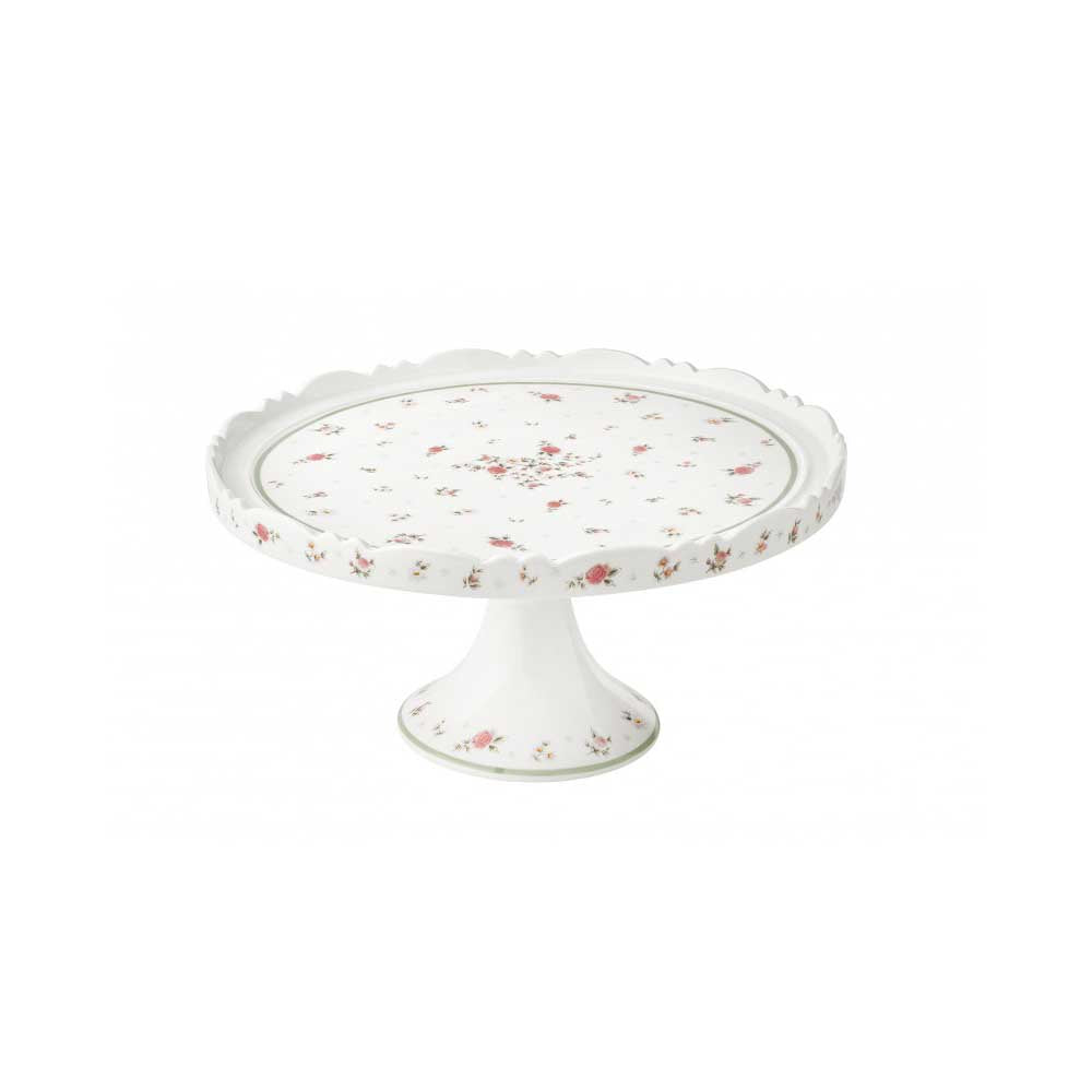 BRANDANI Alzata Nonna Rosa in Porcellana con Cupola Vetro 28cm