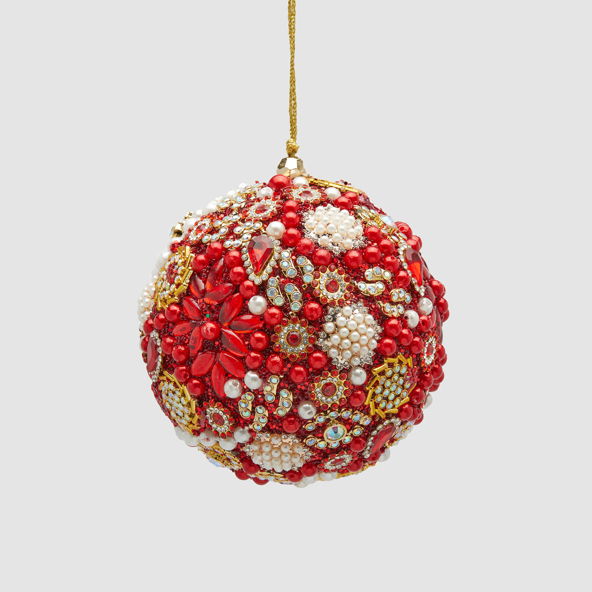 EDG Enzo De Gasperi Addobbo Pallina Sfera di Natale Mille Perle 10cm Rosso