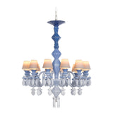 LLADRO' Chandelier Belle De Nuit 12 Luci Azzurro 100x65cm Porcellana