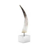 ABHIKA Corno Decorativo 56cm Naturale Base Metallo